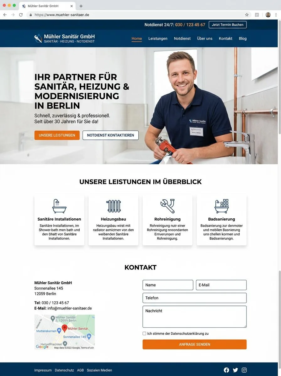 Beispiel-Website von Mühler Sanitär GmbH