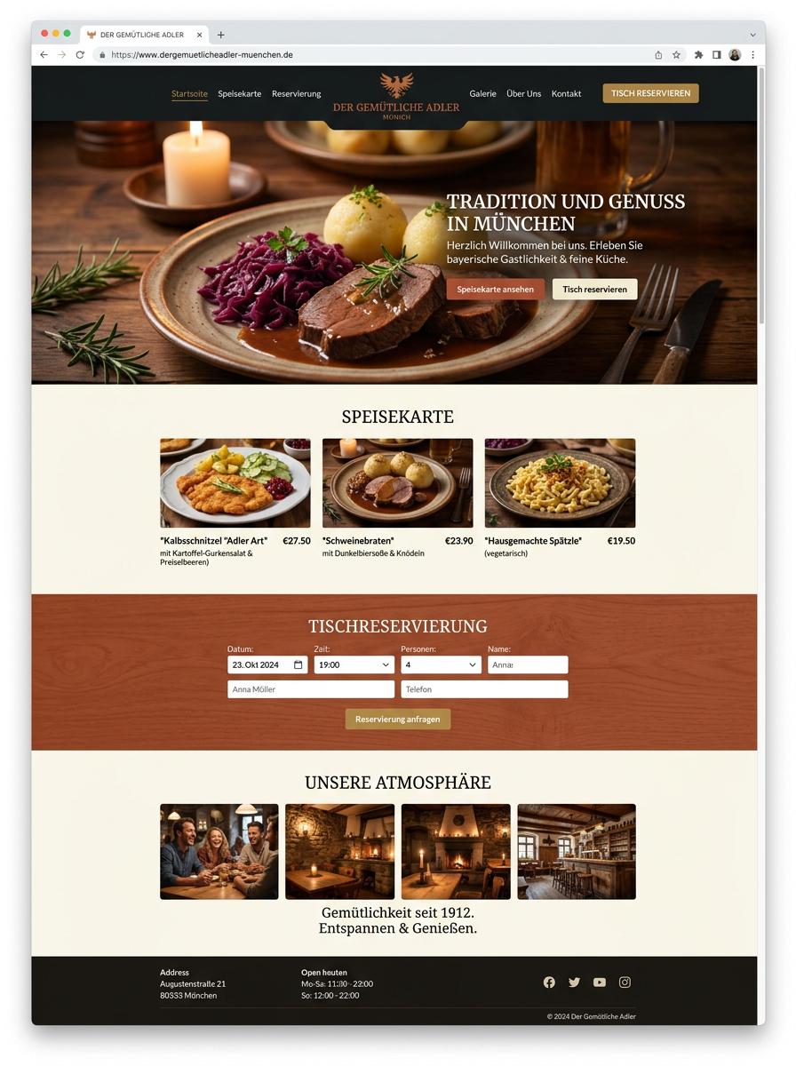 Example website from Bistro am Markt