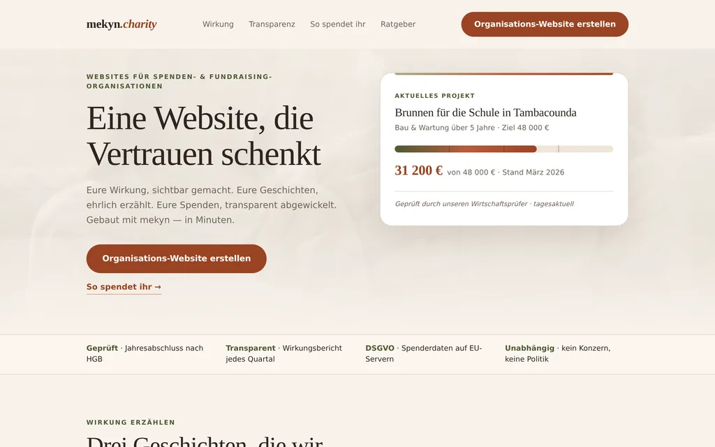 Website-Vorschau: Spenden- & Fundraising-Organisationen