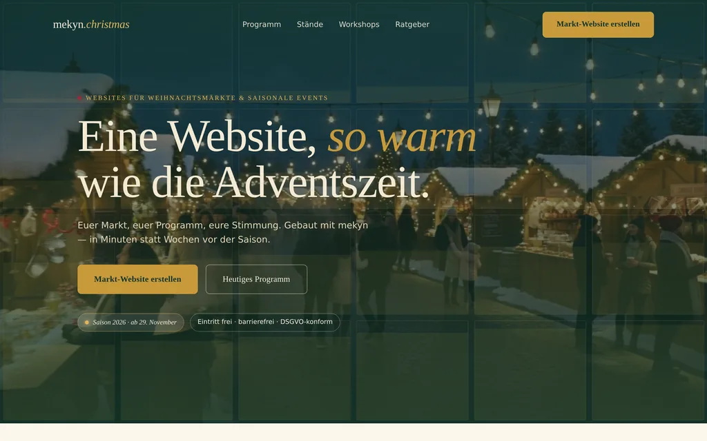 Website-Vorschau: Weihnachtsmärkte & saisonale Events