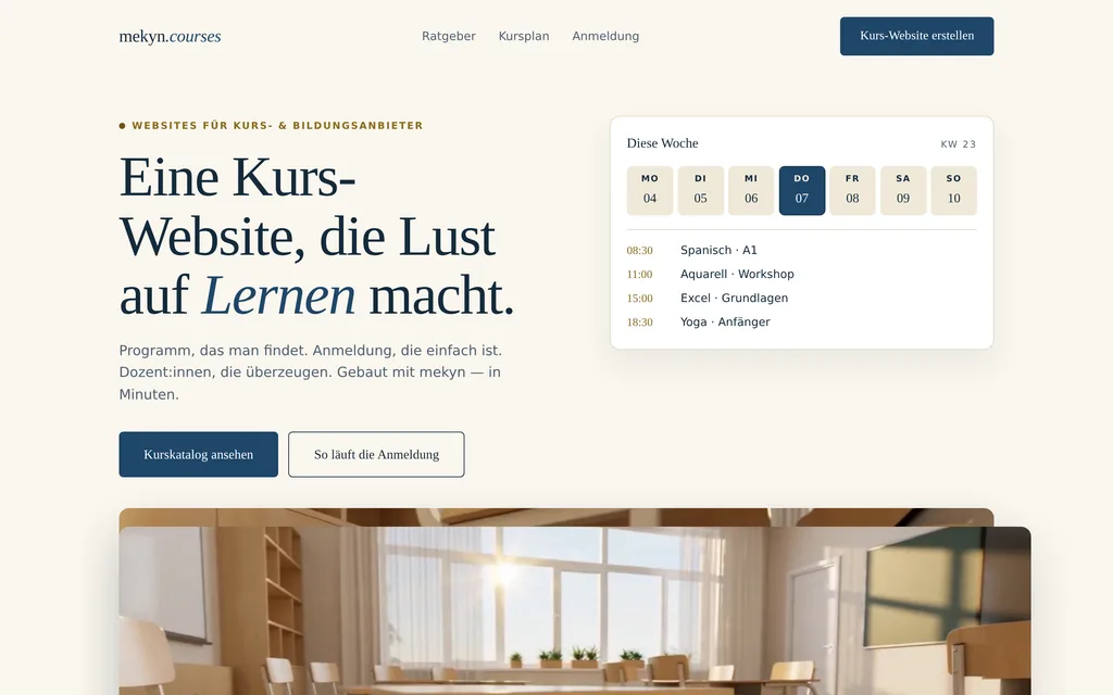 Website-Vorschau: Kurs- & Bildungsanbieter