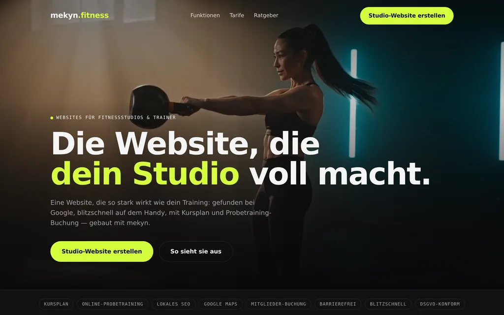 Website-Vorschau: Fitnessstudios