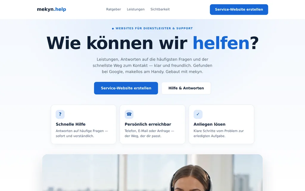 Website-Vorschau: Dienstleister & Support