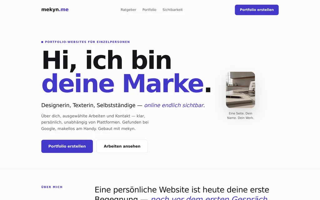 Website-Vorschau: Portfolio-Websites für Einzelpersonen