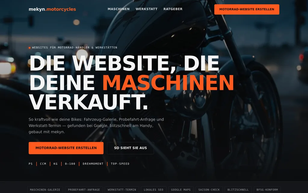 Website-Vorschau: Motorrad-Händler & Werkstätten
