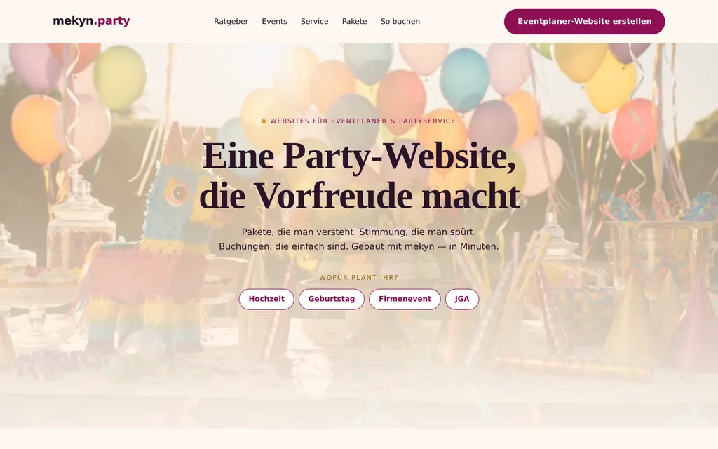 Website-Vorschau: Eventplaner & Partyservice