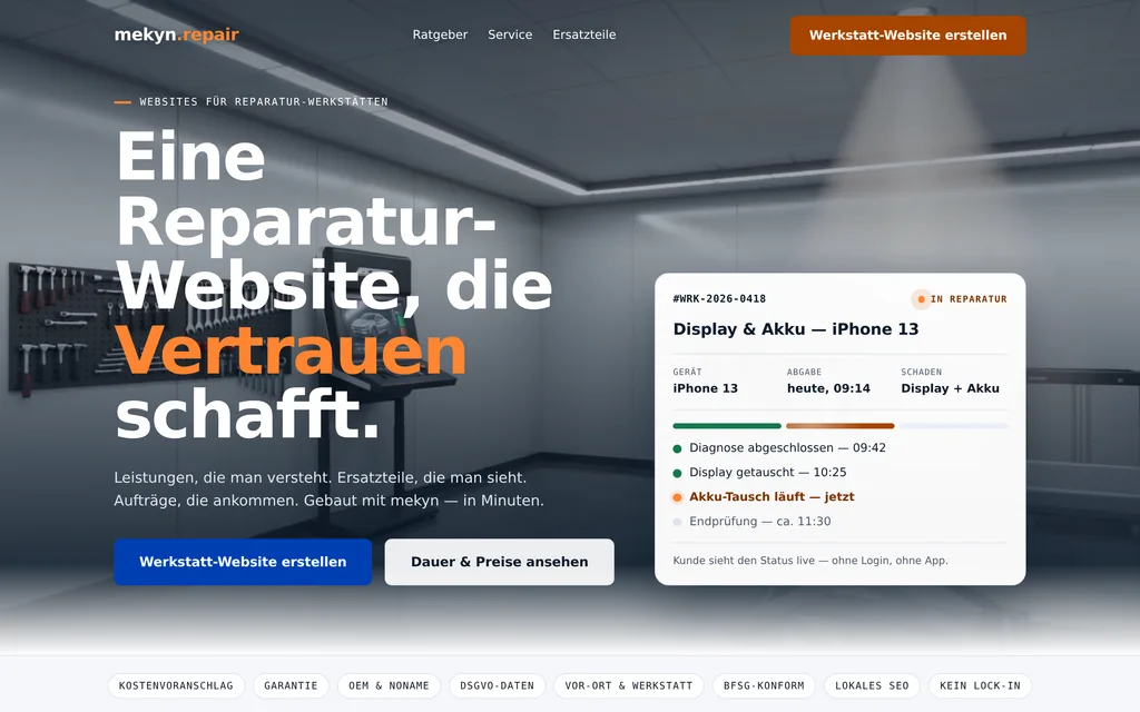 Website-Vorschau: Reparatur-Dienste