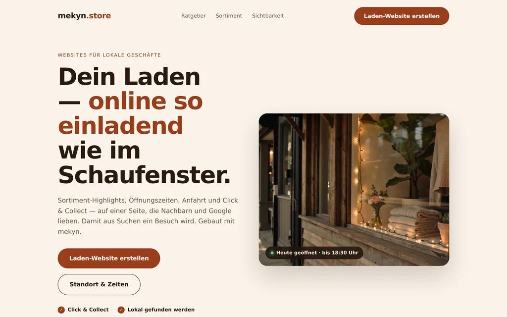 Website-Vorschau: lokalen Einzelhandel
