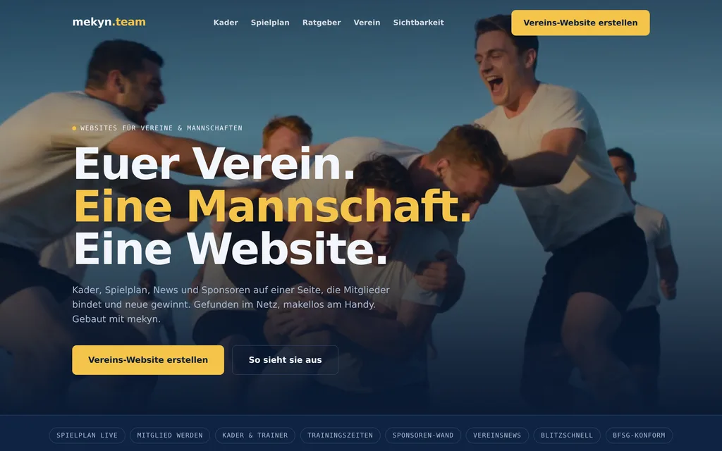 Website-Vorschau: Vereine & Mannschaften
